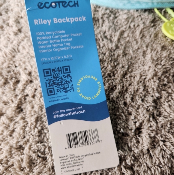 Ecotech Riley 17" Backpack - Aqua Ripple - Picture 14 of 15
